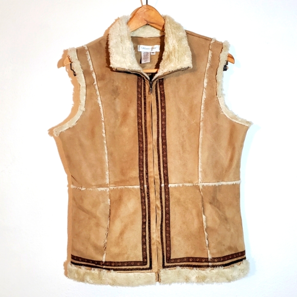 Small Coldwater Creek Nordic Faux Suede Outerwear Rustic Vest
